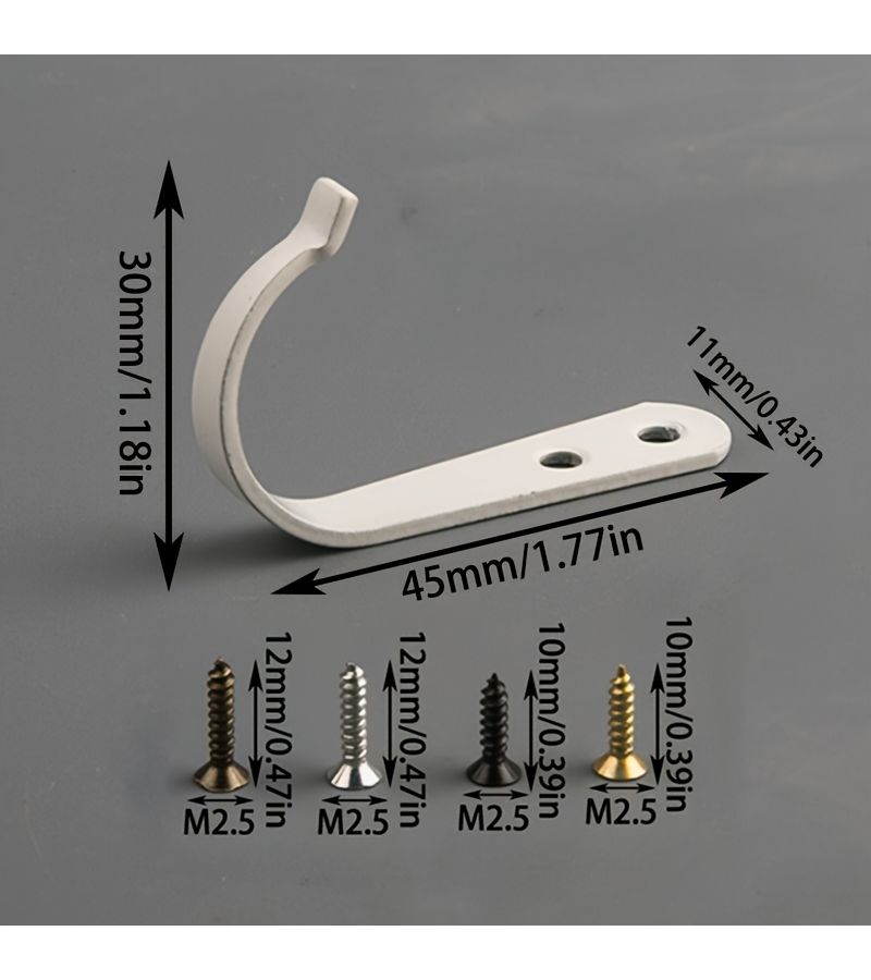 24 Pcs Silvery White Heavy Duty Metal J Hooks Wall Mounted Storage Hooks With Screws - Image 3