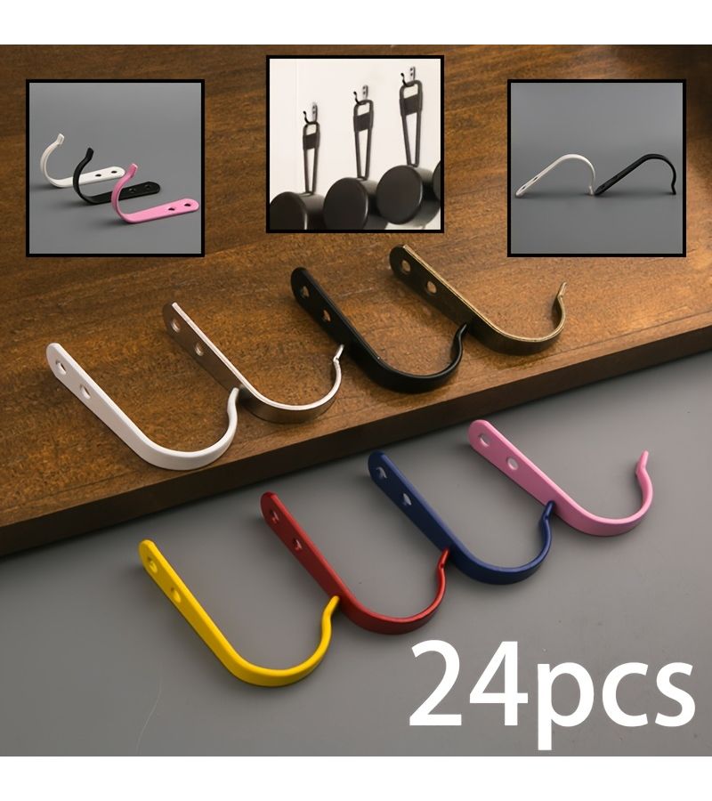 24 Pcs Silvery White Heavy Duty Metal J Hooks Wall Mounted Storage Hooks With Screws - Image 1