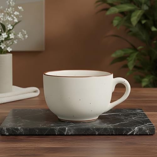 miah decor Stoneware Handcrafted Matte Finish Jumbo Soup Bowl. 100% Food Safe, Microwave Safe, Dishwasher Safe. Matte Finish Ceramic Soup Bowl - Cream Color, 6"X5"X3.2", 600 ml (MD-214) - Image 2