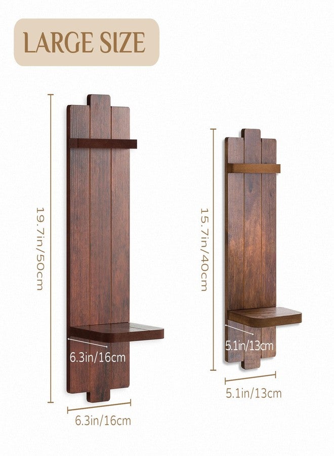 Walasis - Set of 2 Farmhouse Wood Candle Holders, Classic Wall Mounted Shelf for Fireplace, Mantel, Bedroom, Living Room - Image 3