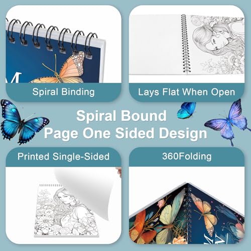 CKMOREL Adult Coloring Book for Women Relaxation, Spiral Bound One Sided Design, Thick Paper Spiral Bound Flower Coloring Book for Adult to Relax and Relieve Anxiety, Mindfulness Gift for Women - Image 2