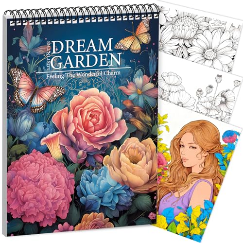 CKMOREL Adult Coloring Book for Women Relaxation, Spiral Bound One Sided Design, Thick Paper Spiral Bound Flower Coloring Book for Adult to Relax and Relieve Anxiety, Mindfulness Gift for Women - Image 1