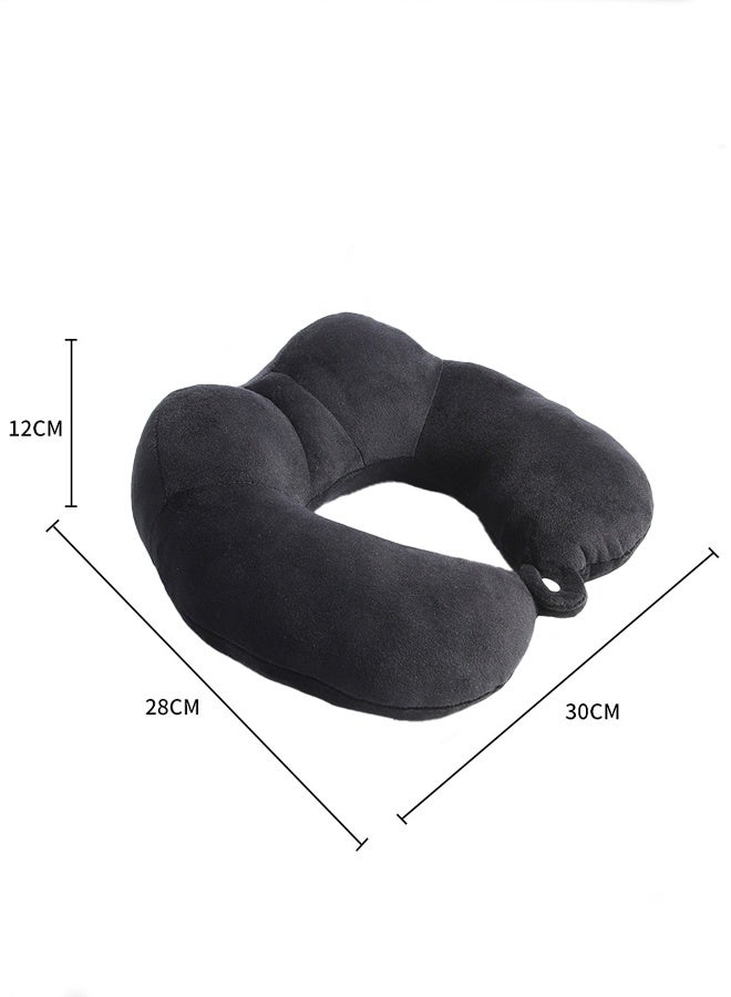 Berma Baby Camelback U-Shaped Neck Support Pillow, Airplane Travel Pillow, Travel Neck Pillow, Memory Foam U-Shaped Neck Support Car Neck Pillow, Adult Memory Foam Neck Pillow, Adjustable Flight Pillow, Ergonomic Neck Pad (Black) - Image 2