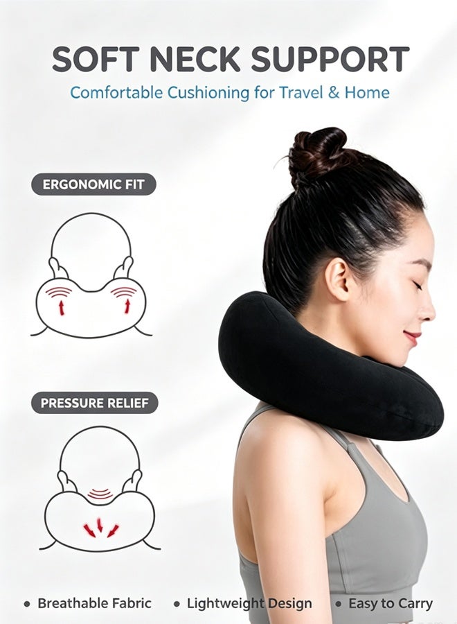 Berma Baby Travel Neck Pillow, U-Shaped Memory Foam Neck Support Pillow, Airplane Travel Pillow for Adults, Adjustable Ergonomic Neck Pillow for Car, Flight and Travel, Camelback Design, Black - Image 4