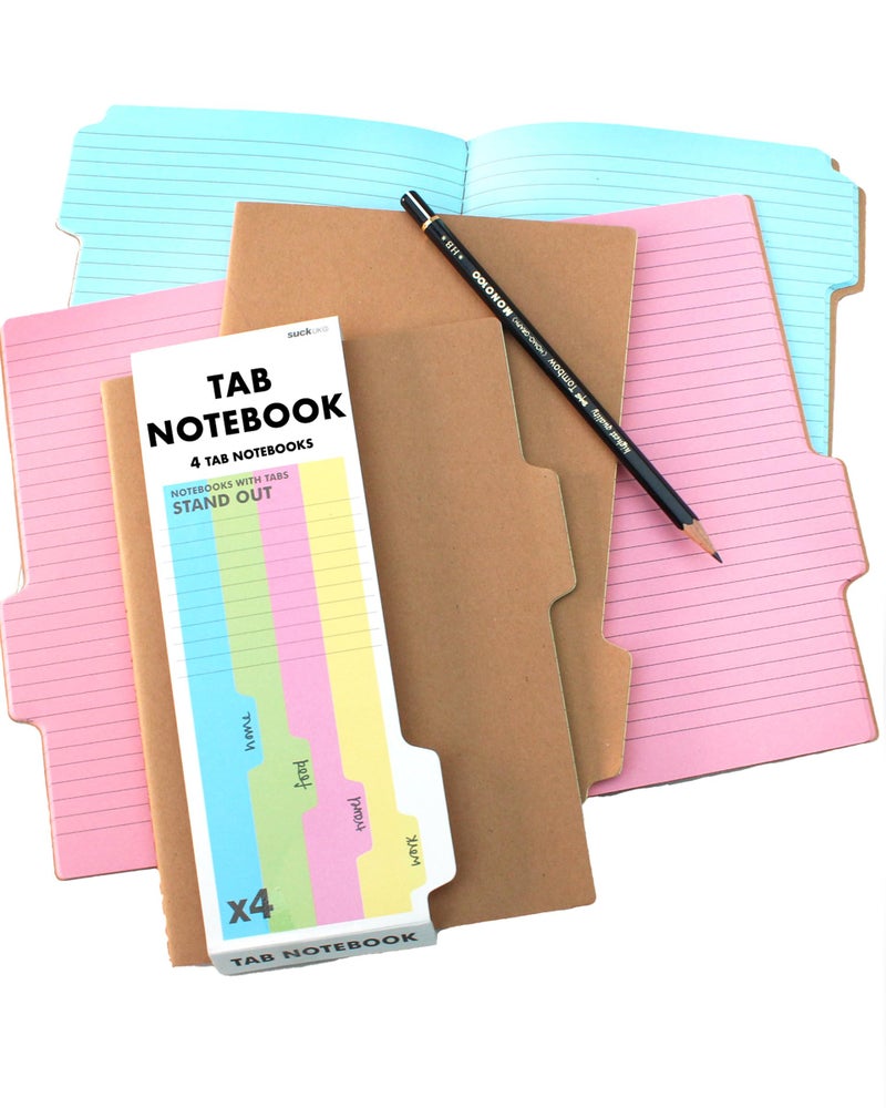 Suck UK | A5 Notebook With Dividers | Exercise Book With Annotation Tabs | Study Essentials Set Of 4 Notepads A5 | Study Notebook & Revision Stationary | Organiser & School Notebooks | Kraft - Image 1