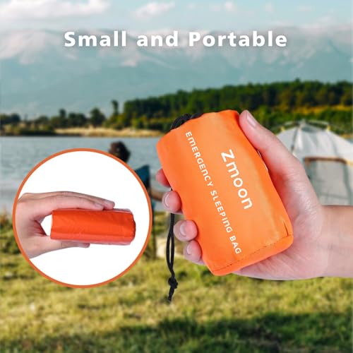 Zmoon Emergency Sleeping Bag Survival Bag, Portable Waterproof Thermal Bivy Sacks,Bivvy Bags,Camping Mylar Sleeping Bag Survival Gear Emergency Blankets Survival Shelter (Orange Pack of 4) - Image 4