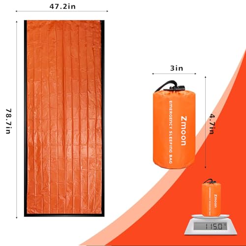 Zmoon Emergency Sleeping Bag Survival Bag, Portable Waterproof Thermal Bivy Sacks,Bivvy Bags,Camping Mylar Sleeping Bag Survival Gear Emergency Blankets Survival Shelter (Orange Pack of 4) - Image 2