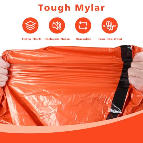 Zmoon Emergency Sleeping Bag Survival Bag, Portable Waterproof Thermal Bivy Sacks,Bivvy Bags,Camping Mylar Sleeping Bag Survival Gear Emergency Blankets Survival Shelter (Orange Pack of 4) - Image 3