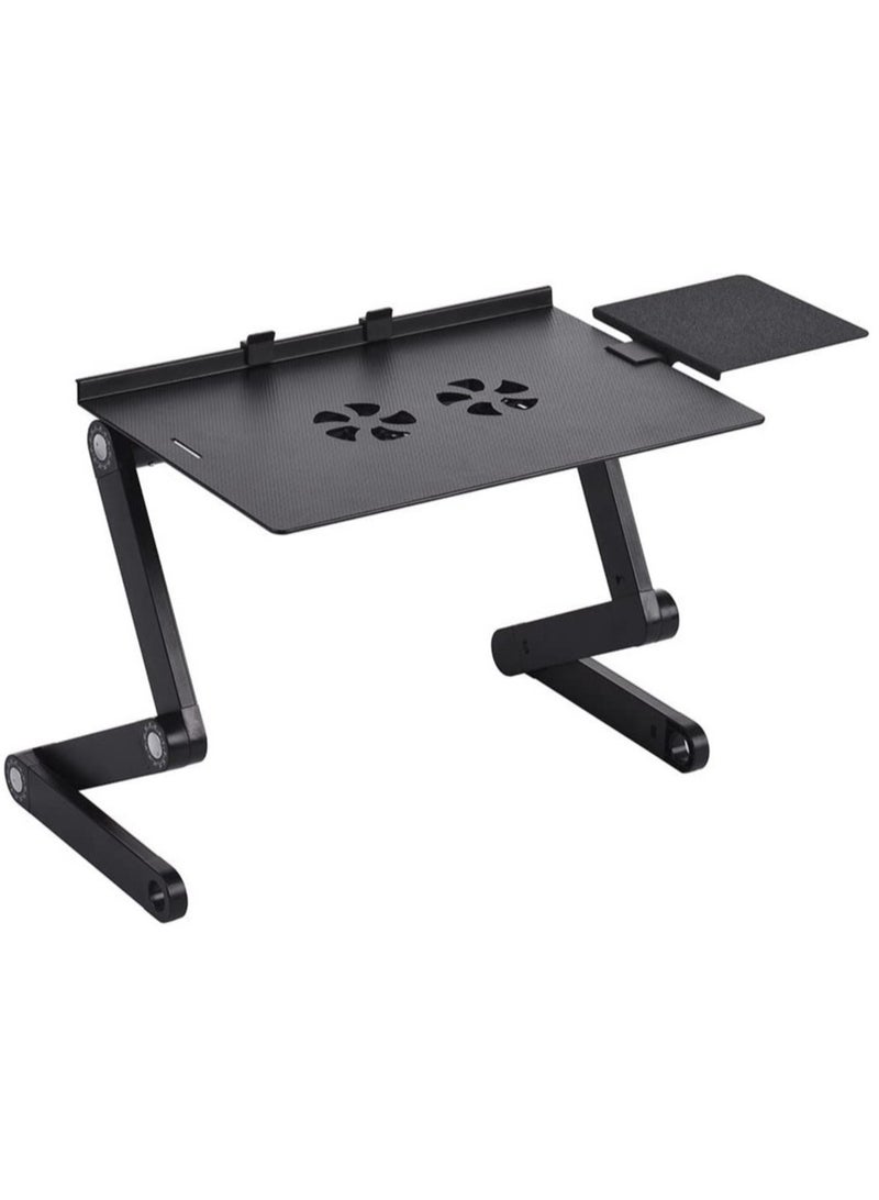 ELTRAZONE Foldable Laptop Table Stand Vented Computer Desk Bed Lap Tray 360 Degree Adjustable with Mouse Pad Cooling Fans - Image 1