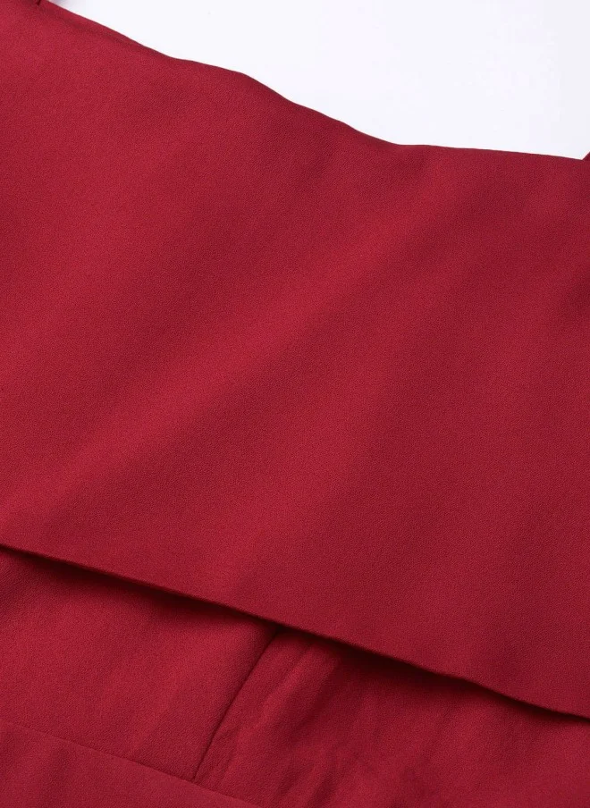 SASSAFRAS Maroon Tiered Maxi Dress for Women