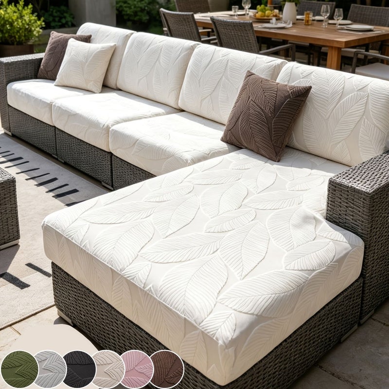 1pc Deep Gray 2 Seater Banana Leaf Jacquard Sofa Cover Anti Scratch Non Slip Protect Seat Cover - Image 2