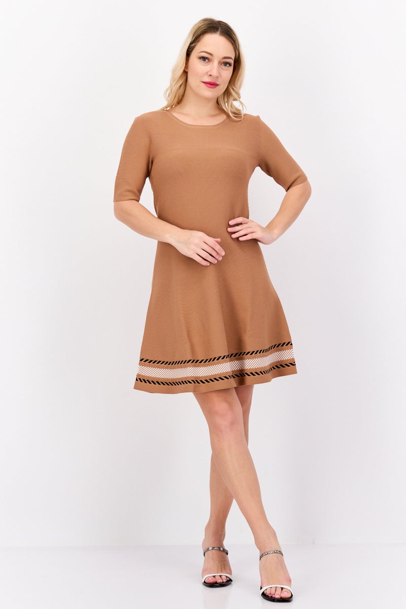 ESPRIT Women Knitted Mini Dress, Tan Combo - Image 4