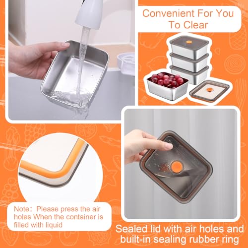 Layhit 10 Set Stainless Steel Food Containers with Lids Metal Marinating Snack Containers Box for Lunch, Leftovers, Dishwasher & Freezer Safe (18 oz) - Image 5