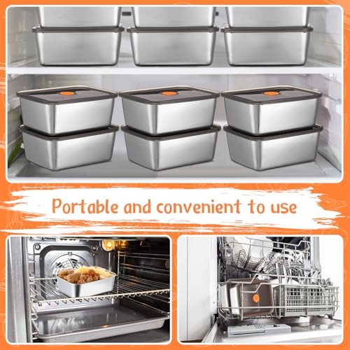 Layhit 10 Set Stainless Steel Food Containers with Lids Metal Marinating Snack Containers Box for Lunch, Leftovers, Dishwasher & Freezer Safe (18 oz) - Image 4
