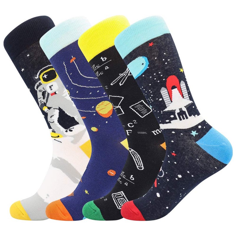 BONANGEL Mens Dress Socks Fun Funny Colorful Crazy Crew Dress Socks For Men 8-12