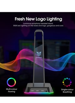 أونيكوما ستاند سماعة رأس أونكوما RGB مع 3 منافذ USB 2.0 ومنفذ 3.5 ملم  - Image 4