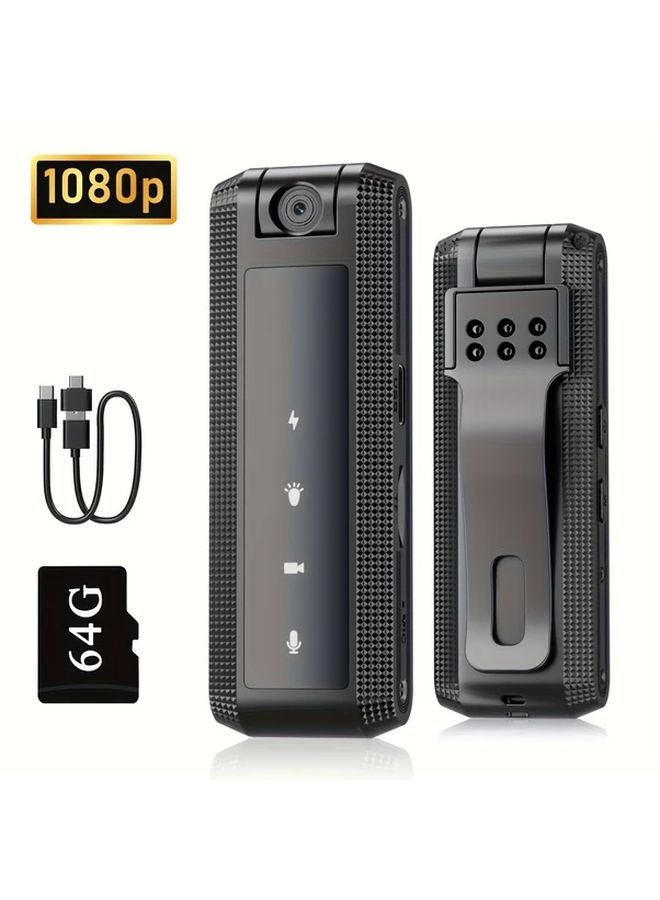 64GB Wearable Body Camera 1080P HD Night Vision Motion Detection Power Bank Mode - Image 1