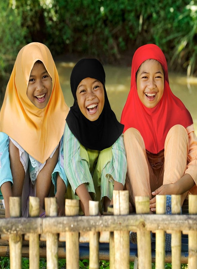 Cozypower 4 Pcs Hijab Muslim for Girls Kids Head Scarf Shawls Neck Wrap Kids Headscarf Turban Ready to Wear Easy Instant (Mixed Color) - Image 4