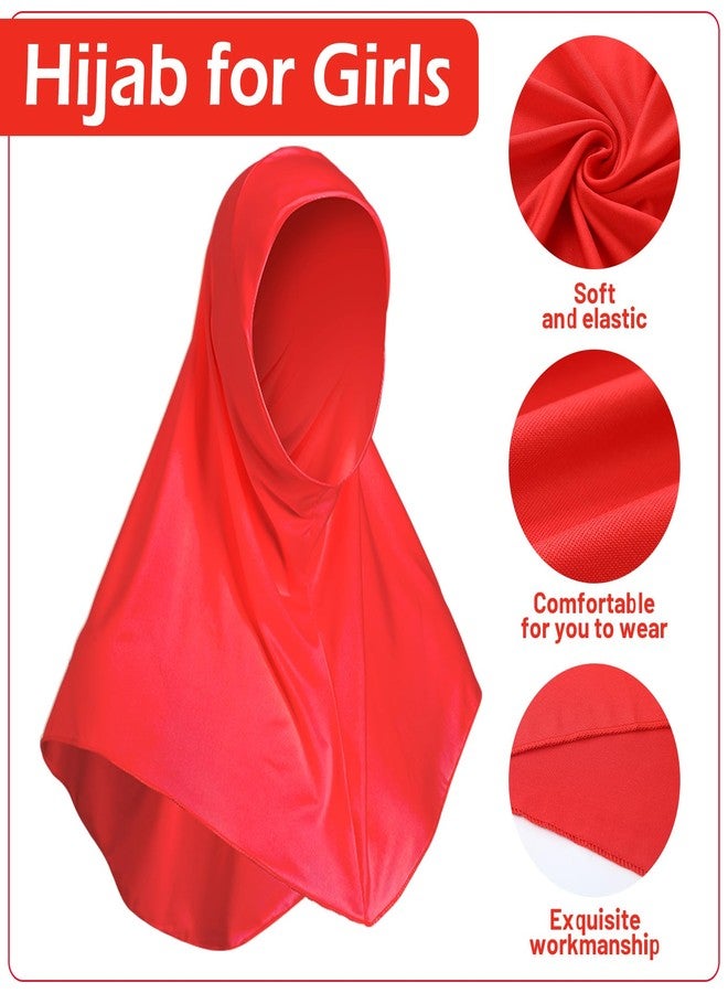Cozypower 4 Pcs Hijab Muslim for Girls Kids Head Scarf Shawls Neck Wrap Kids Headscarf Turban Ready to Wear Easy Instant (Mixed Color) - Image 3