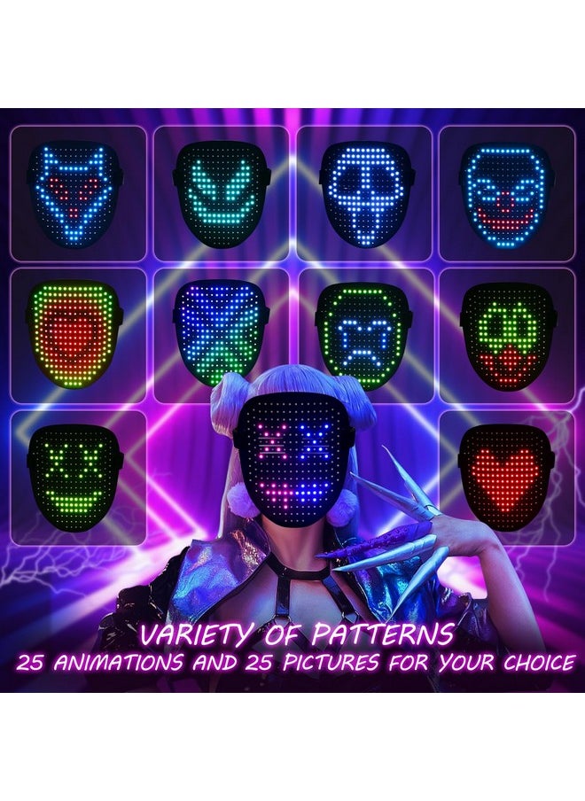 ORWINE - Halloween Led Mask, Light Up Mask With Gesture Sensing, Halloween Mask Led Lighted Face Transforming Mask For Festival Dj Cosplay Halloween Costume Masquerade Parties - Image 1