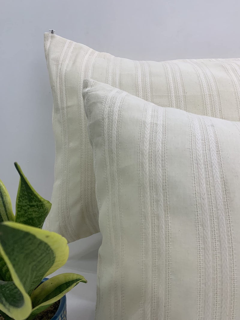 Sleepy Threads Pillow Covers | Set of 2 | 27x18 Inches - Super Soft & Luxurious with Wooden Button Closure, Self-Design Mesh Pattern - 45x68 cm - Image 2