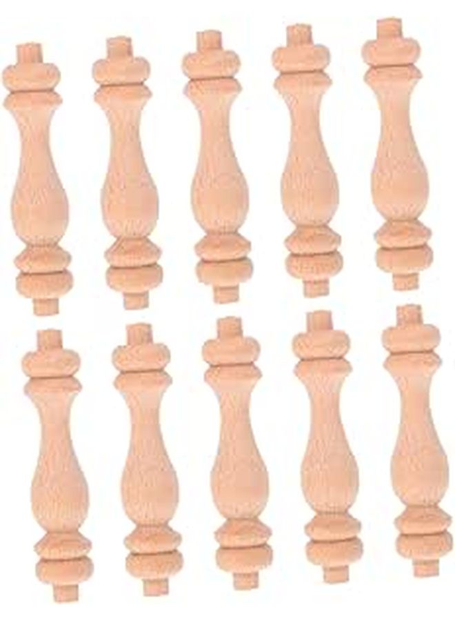 10pcs Unfinished Hardwood Finial Balusters for Stair Railing DIY Repair Vintage Roman Column Spindles - Image 1