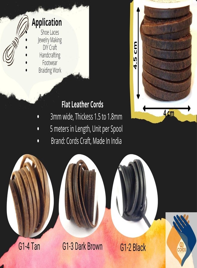 Cords Craft 3mm Genuine Flat Leather Lacing, Flat Top Grain Latigo Leather Lace, 5 Meters 1.5~1.8mm Thick, Matte Finish (Dark Brown) - Image 2