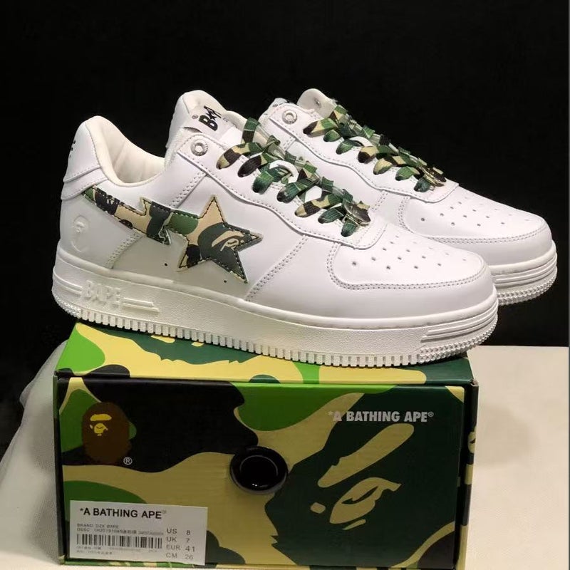 Ape Head Bape Sta Air Force Joint Black and White Panda Black Warrior Marvel Patent Leather Thick-Soled Men''s and Women''s Low-Top Sneakers - Image 1