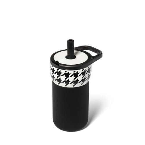 BrÃ¼Mate BrMate Leap 12oz 100 Leakproof Kids Tumbler with Handle and Silicone Soft Straw Durable Drop Resistant Silicone Sleeve Made of Insulated Stainless Steel Cup Holder Friendly Houndstooth - Image 1