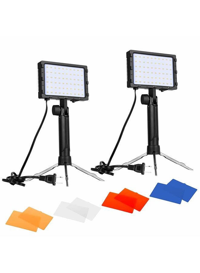 EMART 60 LED Continuous Portable Photography Lighting Kit for Table Top Photo Video Studio Light Lamp with Color Filters - 2 Packs - Image 1