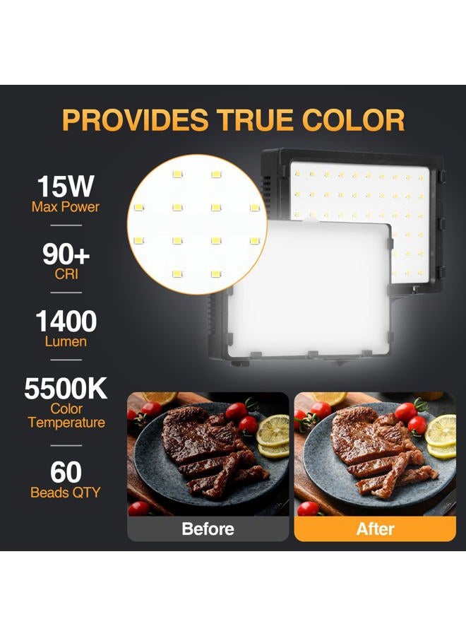 EMART 60 LED Continuous Portable Photography Lighting Kit for Table Top Photo Video Studio Light Lamp with Color Filters - 2 Packs - Image 3