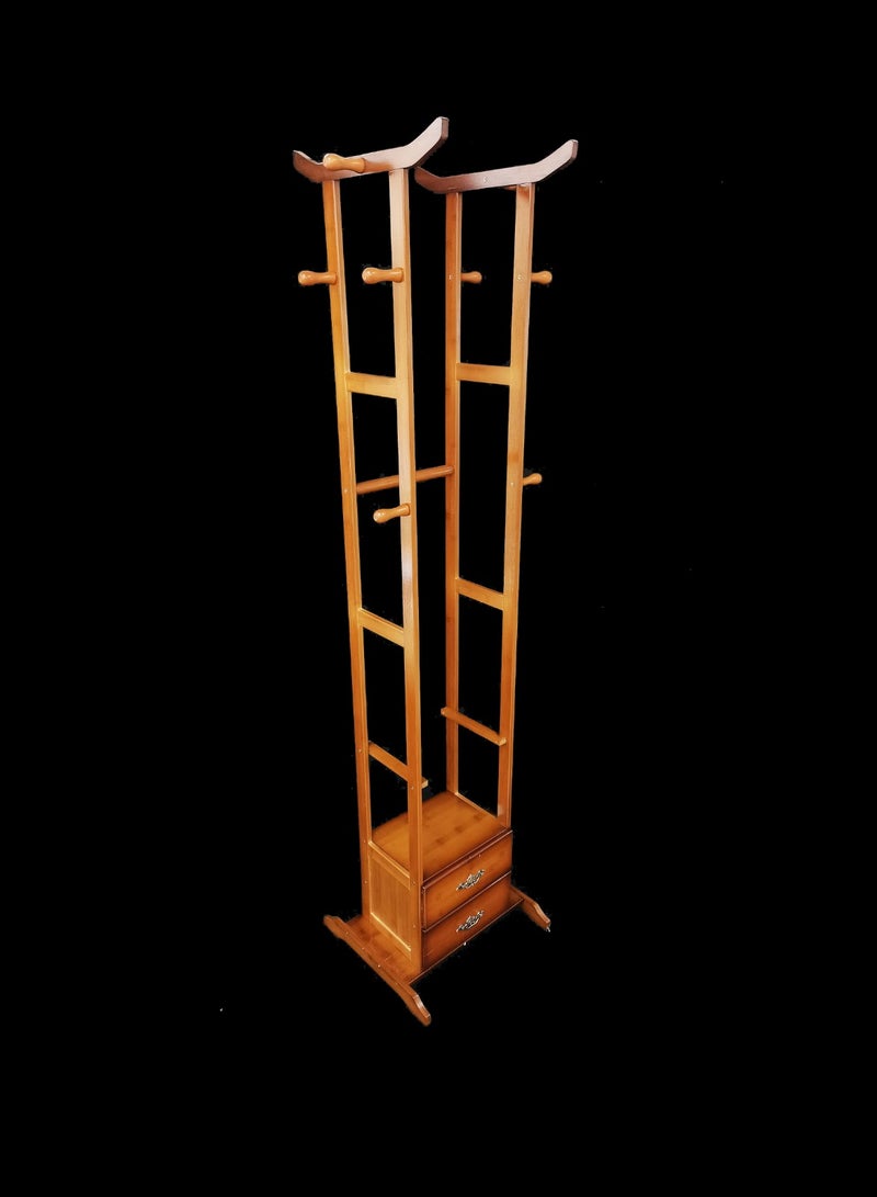 Living Wooden Hanger Coat Rack, 2 Drawer With 8 Hooks 