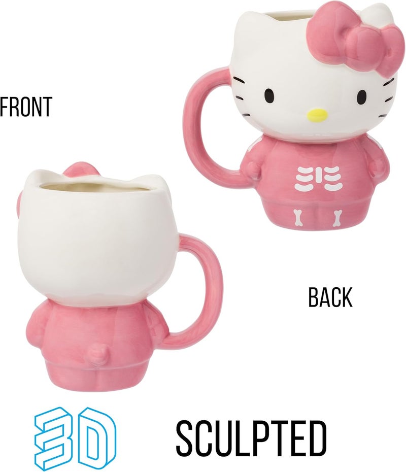 Silver Buffalo Sanrio Hello Kitty Halloween Spooky Pink Skeleton Costume Ceramic 3D Sculpted Mug 20 Ounces - Image 2