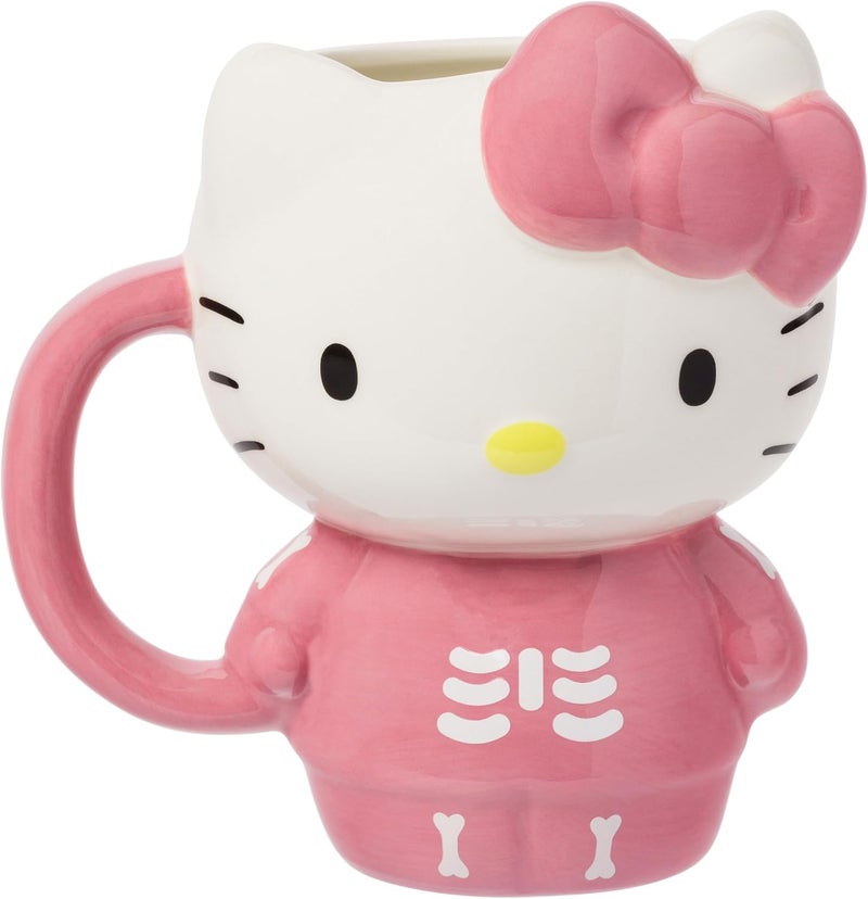 Silver Buffalo Sanrio Hello Kitty Halloween Spooky Pink Skeleton Costume Ceramic 3D Sculpted Mug 20 Ounces - Image 1