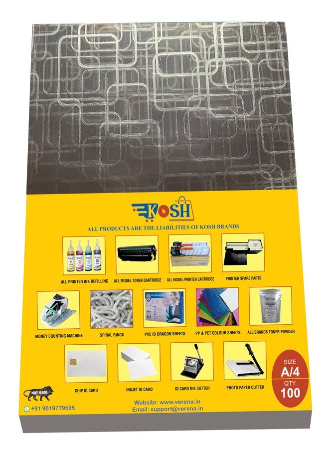 Kosh أوراق تجليد الكتب الحلزونية من مادة PVC من كوش، مقاس A/4 (مجموعة من 100 ورقة، شفافة مع تصميم) - Image 1