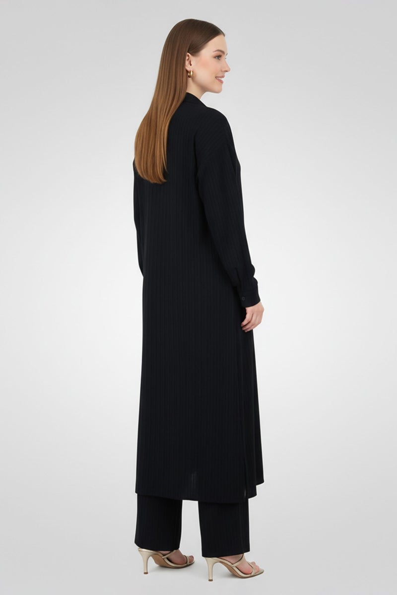 ANNE KLEIN Women 2Pcs Long Sleeve Tunic And Pants Set, Black - Image 4