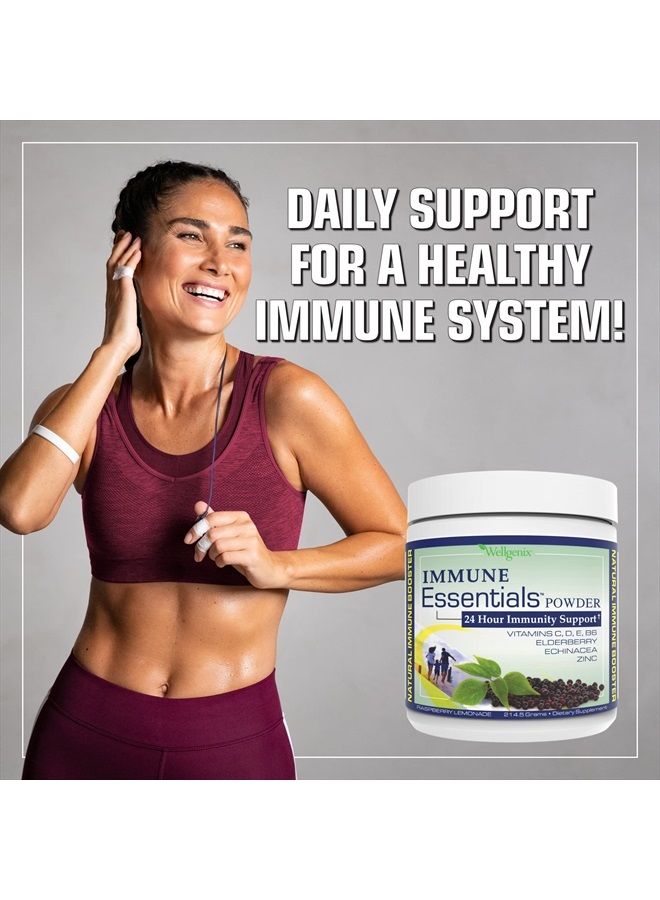 wellgenix Natural Immune System Powder - Immune Booster for Kids & Adults - Elderberry, Echinacea, Vitamin B6, C, D, E, & Zinc - Raspberry Lemonade 7.57 Grams - Image 2