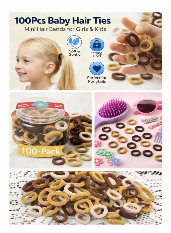 Frescorr (200 pcs) Baby Hair Ties | Soft No-Damage Premium Elastic Mini Rubber Bands for girls | Strong Stretch Ponytail Holders | Daily Use Hair Accessories | (100 Brown &100 Black) - Image 4