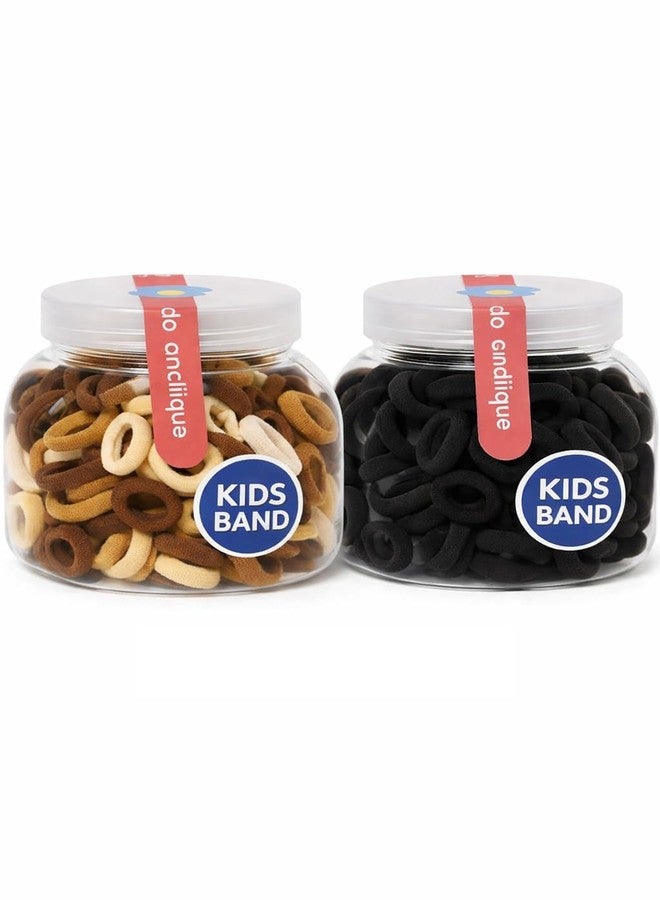 Frescorr (200 pcs) Baby Hair Ties | Soft No-Damage Premium Elastic Mini Rubber Bands for girls | Strong Stretch Ponytail Holders | Daily Use Hair Accessories | (100 Brown &100 Black) - Image 1