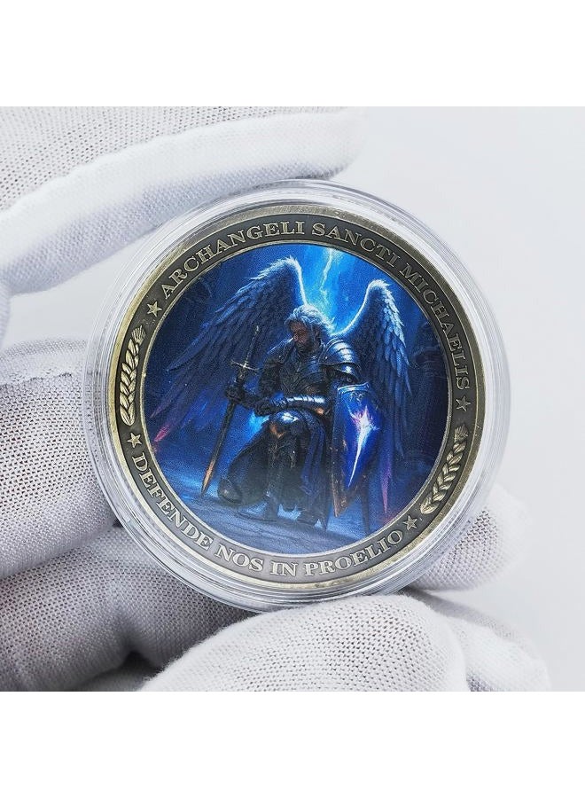 Aomcisi Archangel Michael Challenge Coin - Defende Nos in Proelio Psalm 91:10-11 Inspirational Gift (Single Coin) - Image 2