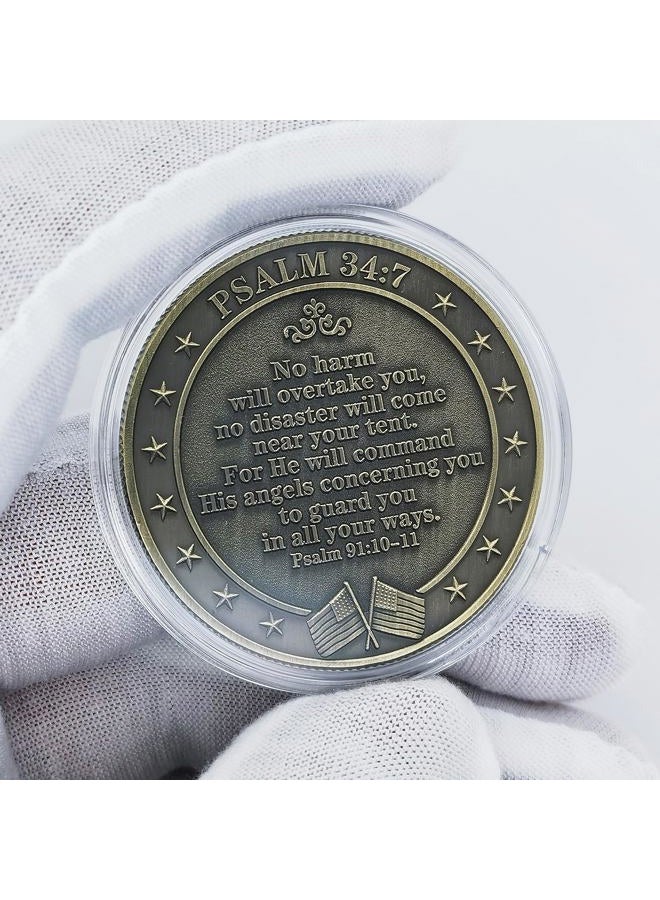Aomcisi Archangel Michael Challenge Coin - Defende Nos in Proelio Psalm 91:10-11 Inspirational Gift (Single Coin) - Image 3