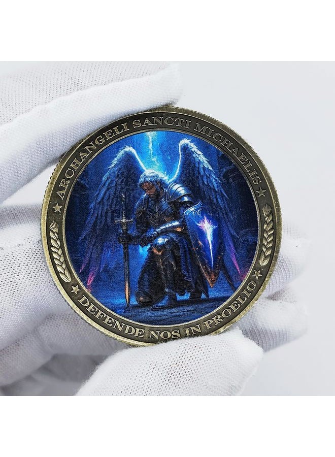 Aomcisi Archangel Michael Challenge Coin - Defende Nos in Proelio Psalm 91:10-11 Inspirational Gift (Single Coin) - Image 4