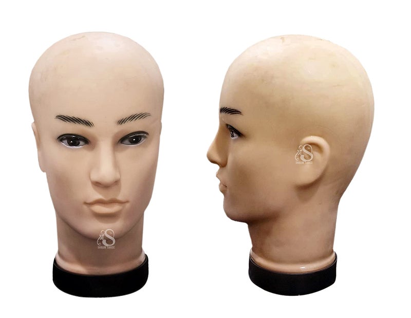 SOHAM SHREE ® : MALE Head Mannequin - Men Head Dummy - Display Stand Hair Wig - Cap - Face for Sunglasses - Eye Glasses Holder - Hat Display Model Stand - 11 Inch Size (Skin Color) - Image 1