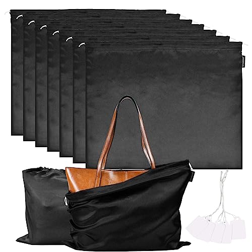feichanghao 7-Pack Silk Dust Bag for Handbag, Purses, Shoes, Boots - Silk Drawstring Dustproof Storage Pouch, Reusable and Travel Organizers, Black, 23.6 × 19.6” - Image 1