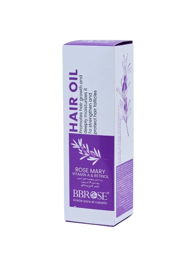BBROSE Rosemary Vitamin A & Retinol Hair Oil (100ml) | Strengthens Hair & Reduces Hair Fall | Promotes Growth & Enhances Thickness | Controls Frizz, Adds Shine & Nourishes Scalp | Lightweight & Non-Greasy - Image 1