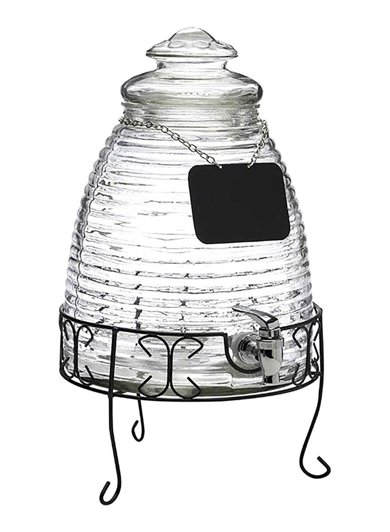 3-Piece Set Contemporary Design Glass Dispenser Carafe and Base Clear  - Image 2