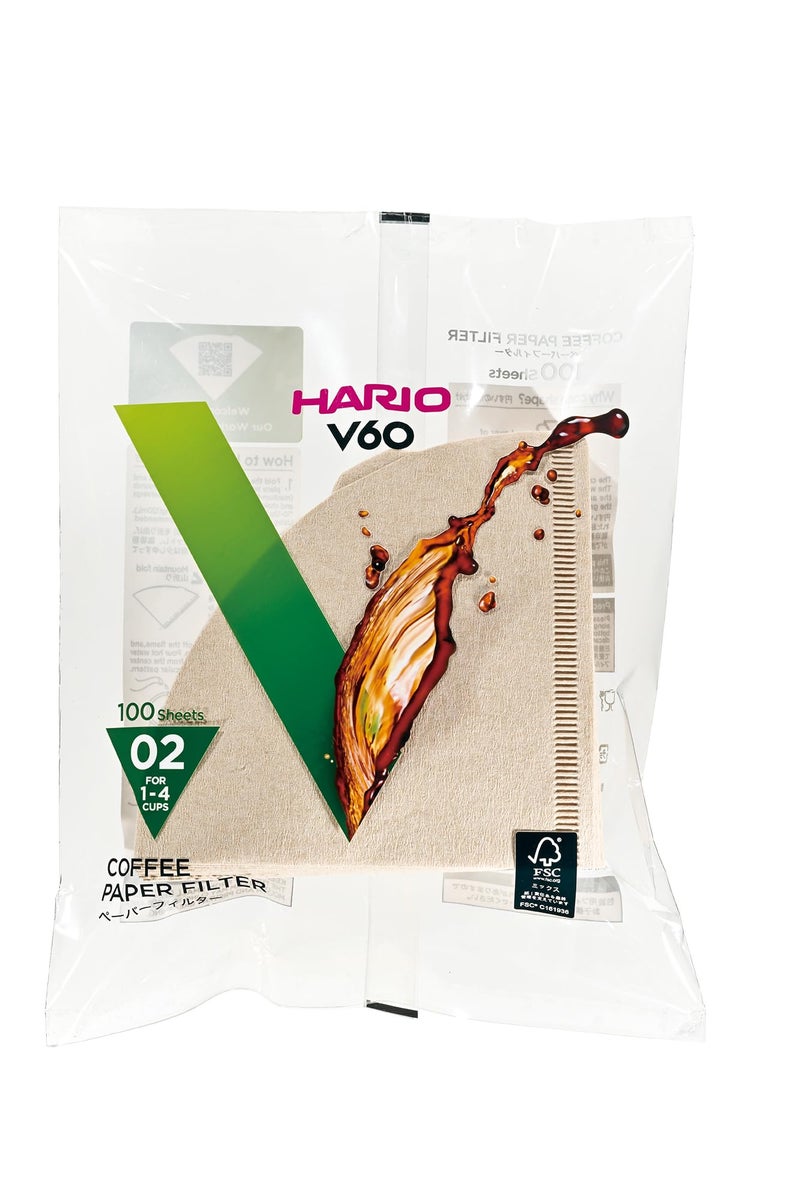 Hario V60 Paper Coffee Filter Size 02 Natural 100ct