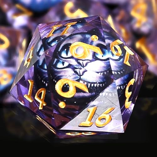 Maywin Sharp Edge Dice DND DND Eyeball Dice Set Liquid Core Dragon Eye Dice for Role Playing Table Games Sharp Edge Resin Eye DicePurple Cat - Image 5