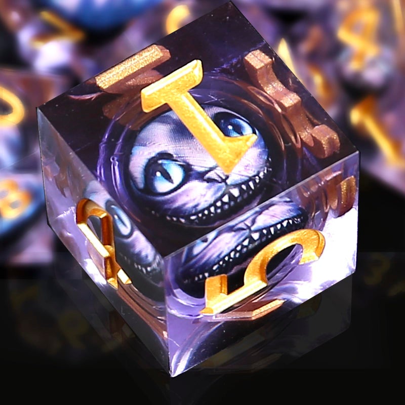 Maywin Sharp Edge Dice DND DND Eyeball Dice Set Liquid Core Dragon Eye Dice for Role Playing Table Games Sharp Edge Resin Eye DicePurple Cat - Image 3