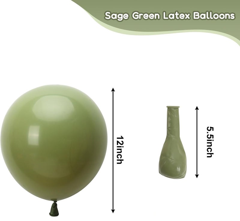 TOYXE 50 Pcs Retro Balloons Made of Strong Rubber (Sage Green) - Image 4